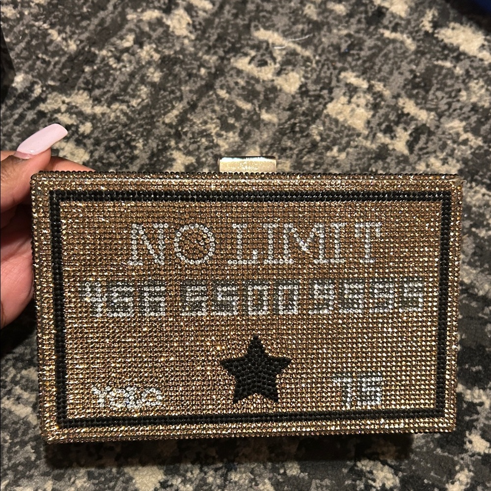 Gold and Black Rhinestone Clutch